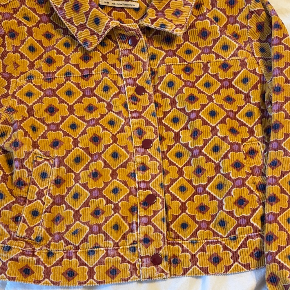 Urban Outfitters, Corduroy, gold and burgundy Floral Jacket - Picture 3 of 5